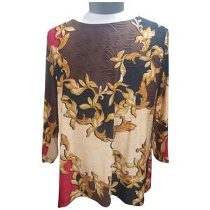 JM Collection Top 3/4 Sleeve Crew Neck Size XXL